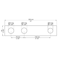 VOLA Afdekplaat 3-gats 231/309 x 60 gaten Ø33 mm en Ø33/Ø30  mm VR1037 / 003K / 003 / 003B