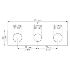 VOLA Afdekplaat 3-gats 231/309 x 60 gaten Ø33 mm en Ø33/Ø30  mm VR1037 / 003K / 003 / 003B