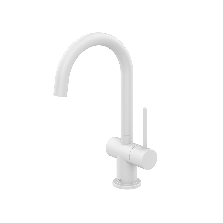 Gessi Oxygene fonteinkraan met zijhendel en draaibare uitloop, alleen koud water Mat Wit