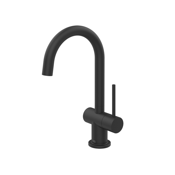 Gessi Oxygene fonteinkraan met zijhendel en draaibare uitloop, alleen koud water Mat Zwart