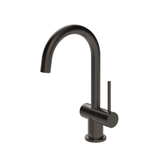Gessi Oxygene fonteinkraan met zijhendel en draaibare uitloop, alleen koud water Zwart Metaal Geborsteld