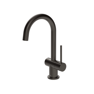 Gessi Oxygene fonteinkraan met zijhendel en draaibare uitloop, alleen koud water Zwart Metaal Geborsteld