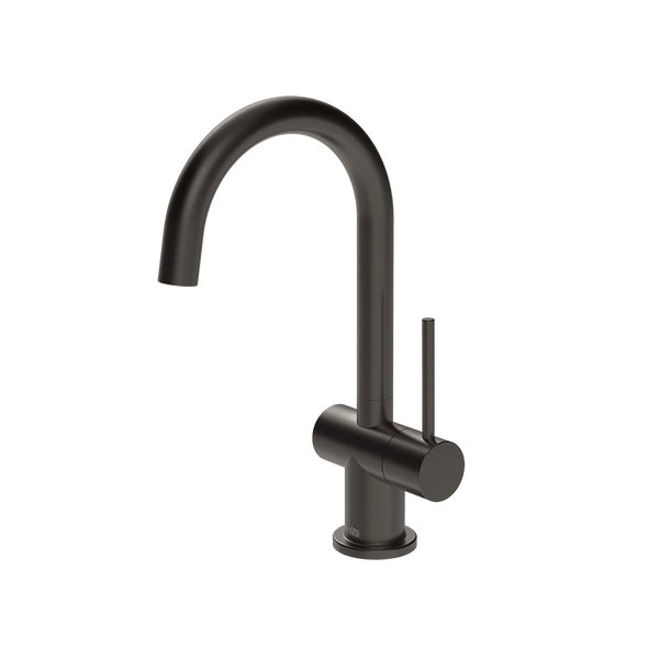 Gessi Oxygene fonteinkraan met zijhendel en draaibare uitloop, alleen koud water Zwart Metaal Geborsteld