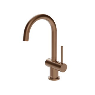 Gessi Oxygene fonteinkraan met zijhendel en draaibare uitloop, alleen koud water Geborsteld Koper