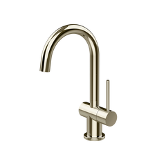 Gessi Oxygene fonteinkraan met zijhendel en draaibare uitloop, alleen koud water Zilver Nikkel