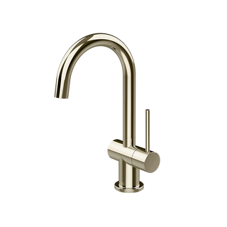 Gessi Oxygene fonteinkraan met zijhendel en draaibare uitloop, alleen koud water Zilver Nikkel