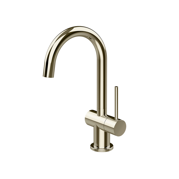 Gessi Oxygene fonteinkraan met zijhendel en draaibare uitloop, alleen koud water Zilver Nikkel