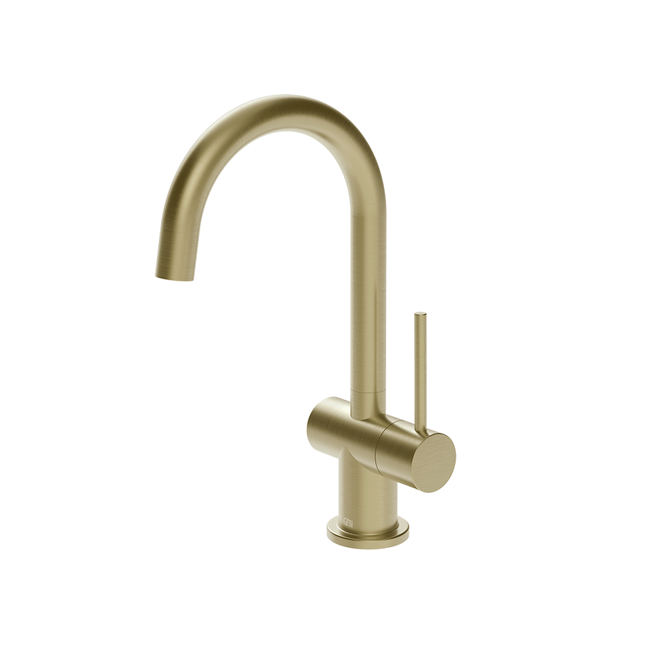 Gessi Oxygene fonteinkraan met zijhendel en draaibare uitloop, alleen koud water Messing Geborsteld