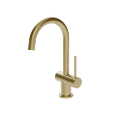Gessi Oxygene fonteinkraan met zijhendel en draaibare uitloop, alleen koud water Messing Geborsteld