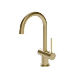 Gessi Oxygene fonteinkraan met zijhendel en draaibare uitloop, alleen koud water Messing Geborsteld