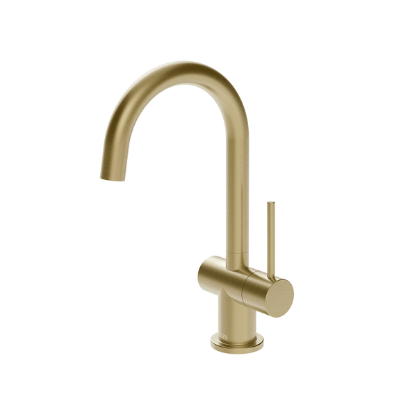 Gessi Oxygene fonteinkraan met zijhendel en draaibare uitloop, alleen koud water Messing Geborsteld