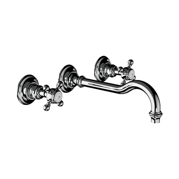 Horus Julia 3-gats inbouw wastafelmengkraan met kruisgrepen, uitloop 228 mm 01.263