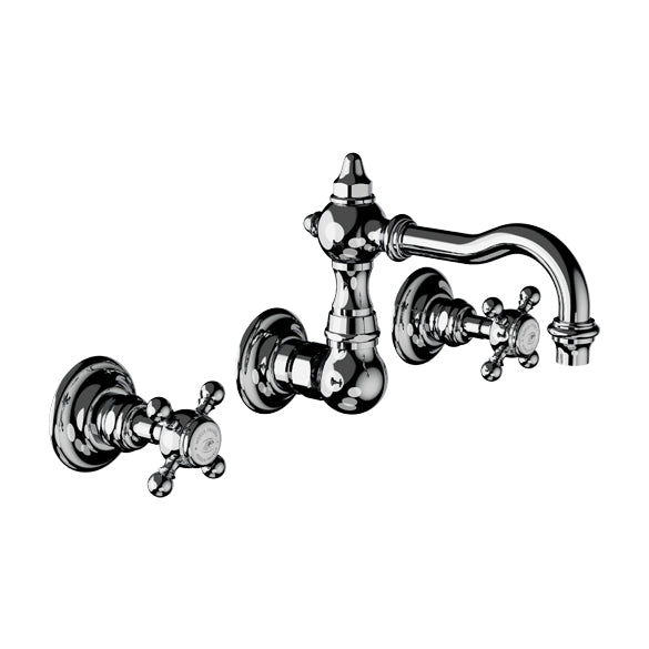 Horus Julia 3-gats wand wastafelmengkraan met kruisgrepen, opbouw, uitloop 145 mm 01.272
