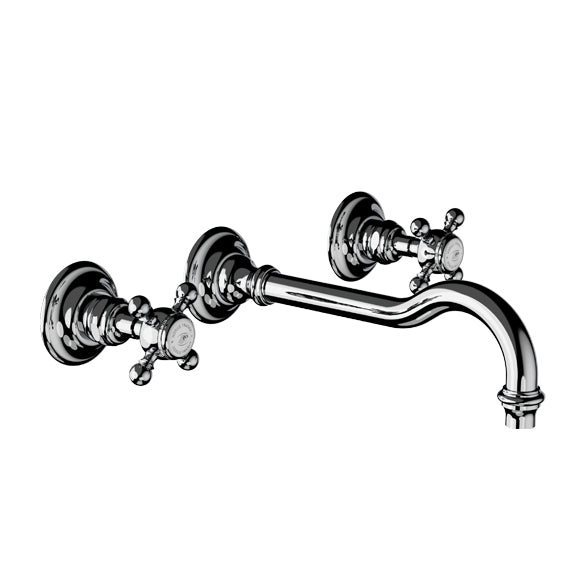 Horus Julia 3-gats wand wastafelmengkraan met kruisgrepen, opbouw, uitloop 228 mm 01.273