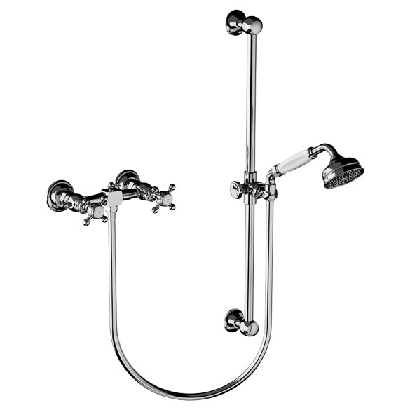 Horus Julia opbouw douchemengkraan met kruisgrepen, glijstang en handdouche, hartafstand 150 mm 01.516