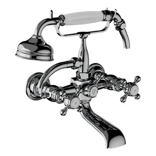 Horus Eloise wand badmengkraan met kruisgrepen en handdouche, hartafstand 150 mm 02.414