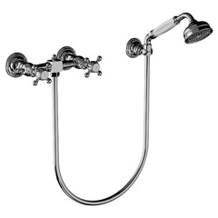 Horus Eloise opbouw douchemengkraan met kruisgrepen, wandhouder en handdouche, hartafstand 150 mm 02.516