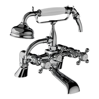 Horus Eloise badrandmengkraan met kruisgrepen en handdouche, hartafstand 150 mm 02.485