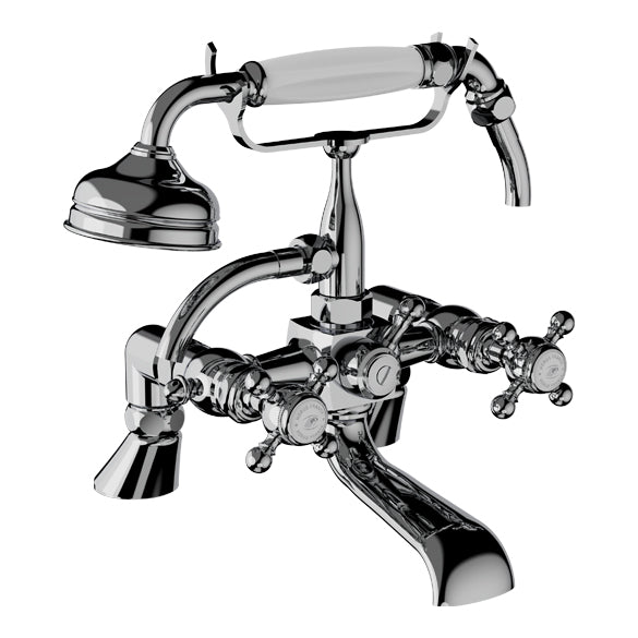 Horus Eloise badrandmengkraan met kruisgrepen en handdouche, hartafstand 150 mm 02.485
