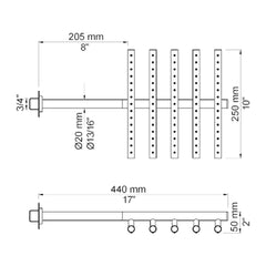 VOLA Regendouche voor wandmontage 250x215mm 050