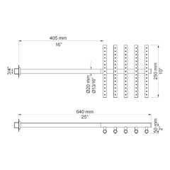 VOLA Regendouche voor wandmontage 250x215mm 050
