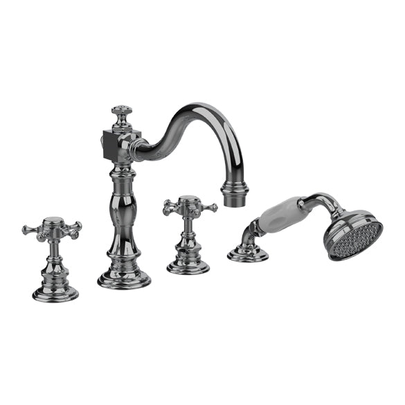 Horus Anthea 4-gats badrandcombinatie met kruisgrepen, omsteller op de uitloop en handdouche 06.466