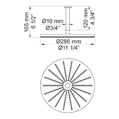 VOLA Regendouche rond 286mm voor Plafond montage 060A