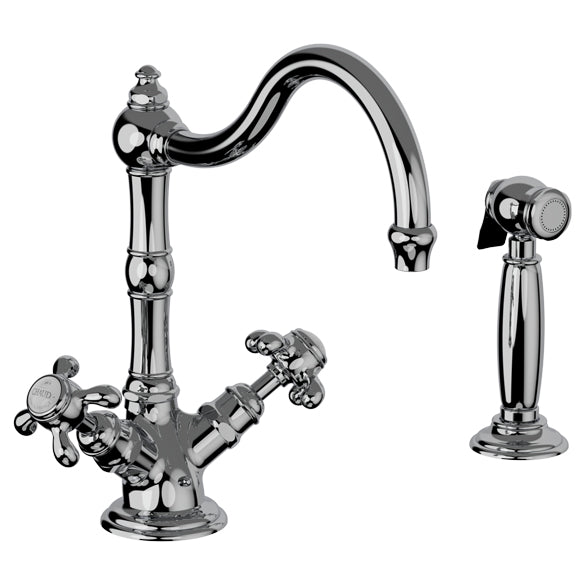 Horus Montmartre 1-gats keukenmengkraan met kruisgrepen en losse handdouche (Speciale Kleuren) 07.123