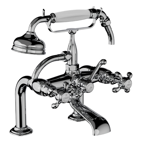 Horus Montmartre badrandmengkraan met kruisgrepen en handdouche, lage houder, hartafstand 175 mm 07.425