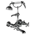 Horus Montmartre wand badmengkraan met kruisgrepen en handdouche, halfhoge houder, hartafstand 175 mm 07.434