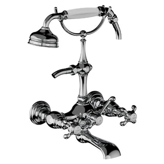 Horus Montmartre wand badmengkraan met kruisgrepen en handdouche, halfhoge houder, hartafstand 175 mm 07.434
