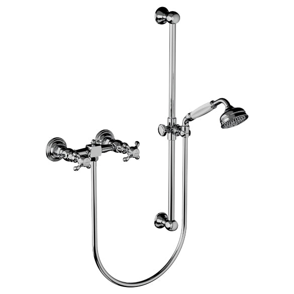 Horus Montmartre opbouw douchemengkraan met kruisgrepen, glijstang en handdouche, hartafstand 150 mm 07.516