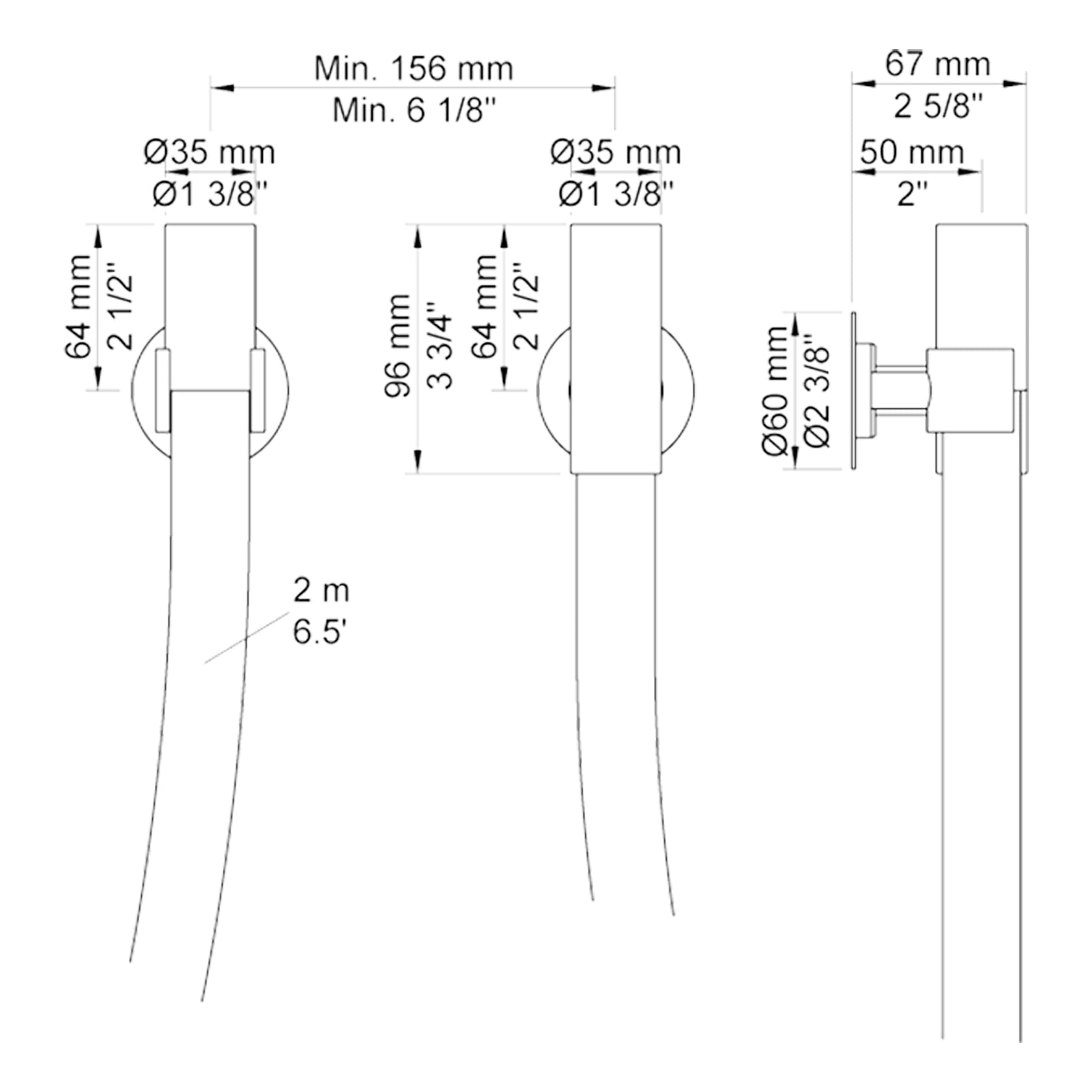 VOLA Kneipp doucheslang wit met houder (min. 20L/Min) 070W