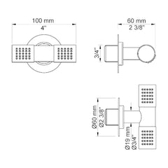 VOLA Dubbele hoofd-zij douche 080D