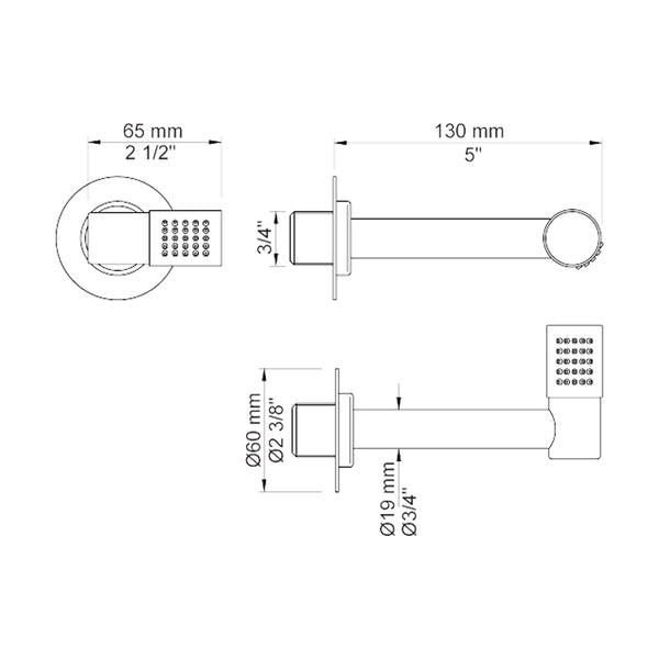 VOLA hoofd-zij douche enkel 080