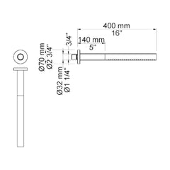 VOLA Hoofddouche staafmodel voor wandmontage 080ST