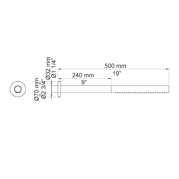 VOLA Hoofddouche staafmodel voor wandmontage 080ST