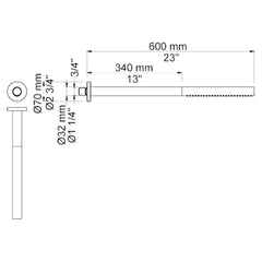 VOLA Hoofddouche staafmodel voor wandmontage 080ST