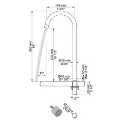 VOLA swivel spout for table top mounting H-355 S-145mm Ø19mm 090V