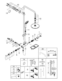 Grohe Onderdelen Euphoria Douchesysteem 210 Mm Met Doucheplankje