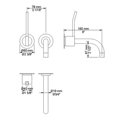 VOLA Afbouwset tbv 111 uitloop 16cm en losse rozetten (na 2020) Art. 111AP(M-L)
