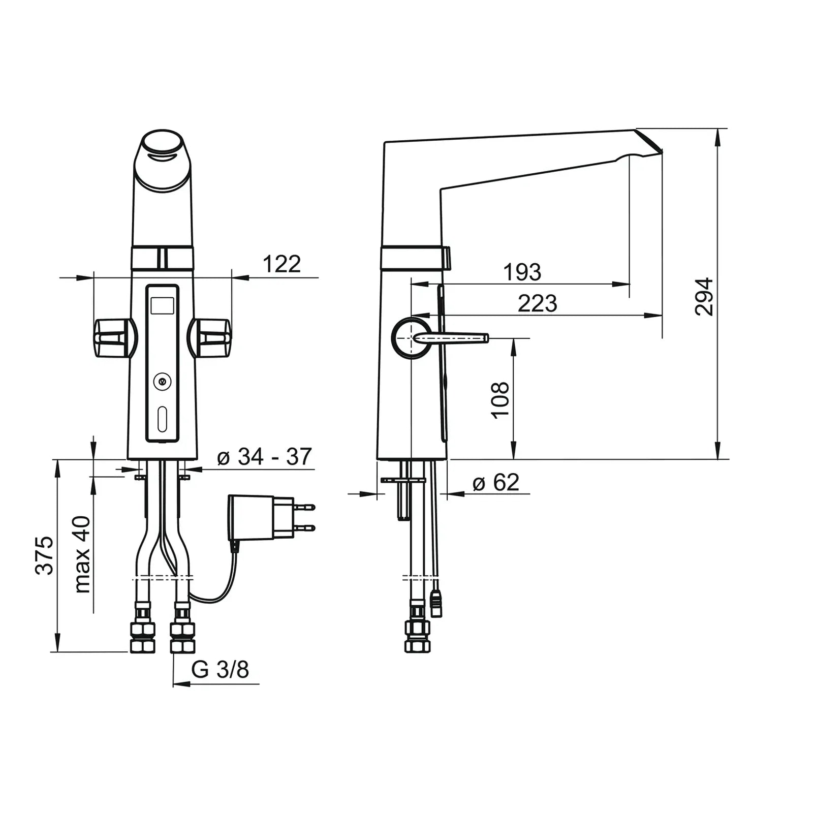 Oras Optima Keukenkraan aanraakvrij 230/5 V Chroom