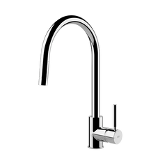 Gessi Neutron keukenmengkraan met gebogen uitloop en uittrekbare handdouche Chroom