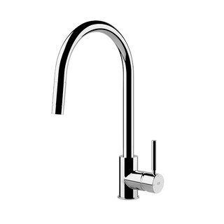 Gessi Neutron keukenmengkraan met gebogen uitloop en uittrekbare handdouche Chroom