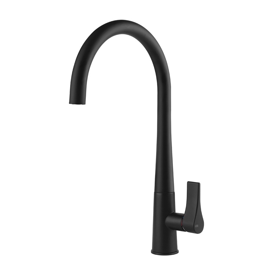 Gessi Proton keukenmengkraan met gebogen uitloop Mat Zwart