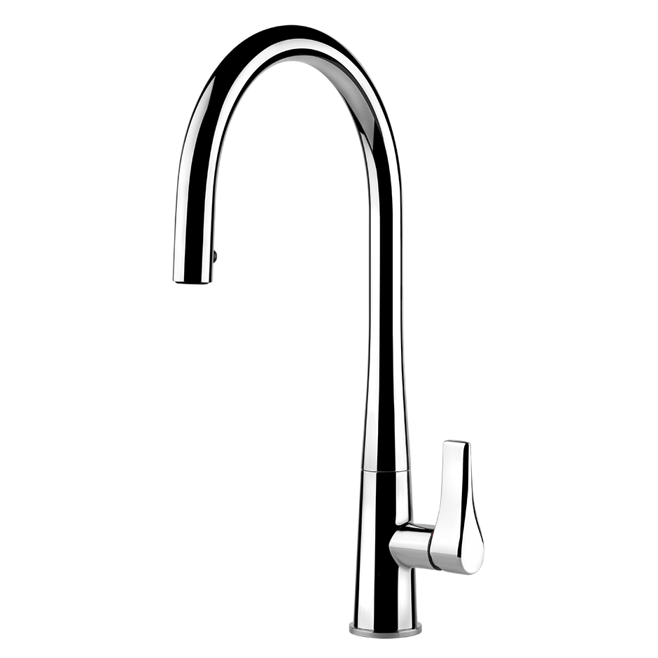 Gessi Proton keukenmengkraan met gebogen uitloop en uittrekbare handdouche Chroom