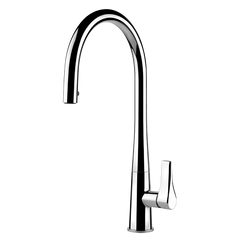 Gessi Proton keukenmengkraan met gebogen uitloop en uittrekbare handdouche Chroom