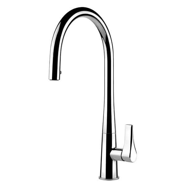 Gessi Proton keukenmengkraan met gebogen uitloop en uittrekbare handdouche Chroom