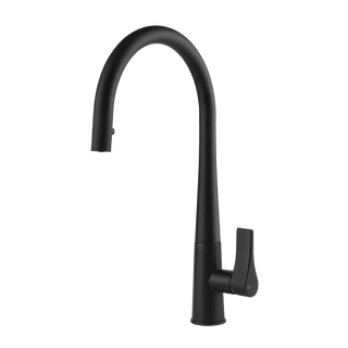 Gessi Proton keukenmengkraan met gebogen uitloop en uittrekbare handdouche Mat Zwart