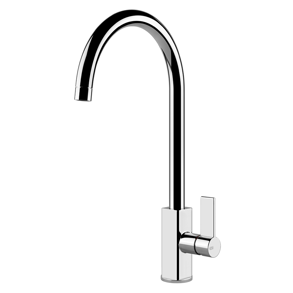 Gessi Monaco keukenmengkraan met gebogen uitloop Chroom